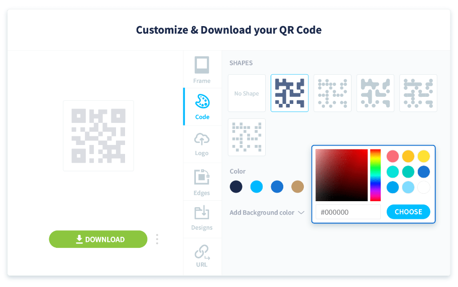 Ensuite, personnalisez le code QR avec vos couleurs