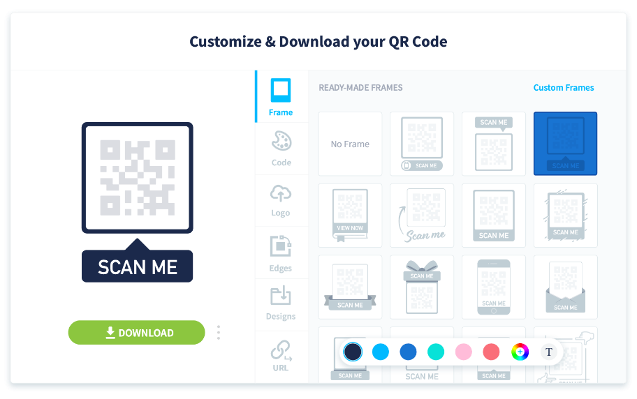 Sélectionnez un cadre pour rehausser vos codes QR