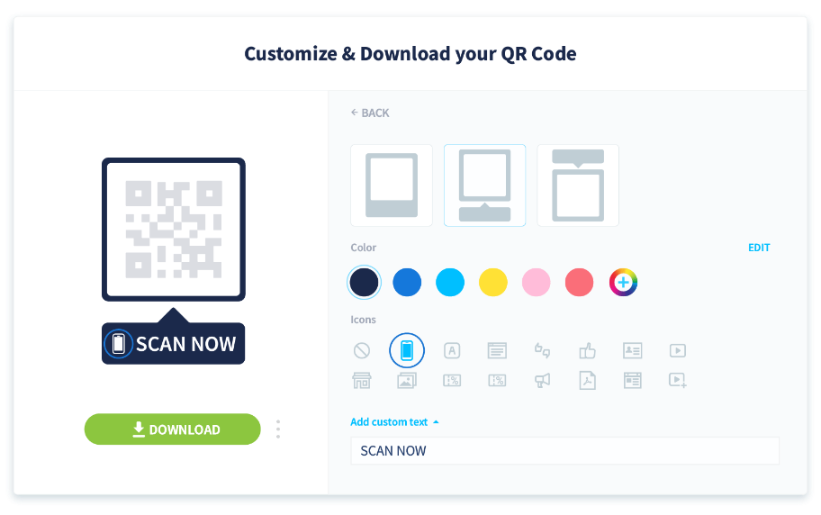 Sélectionnez une icône représentant votre type de code QR