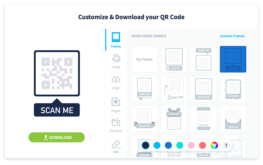 Sélectionnez l’un de nos cadres prêts à l’emploi afin de faire ressortir votre code QR