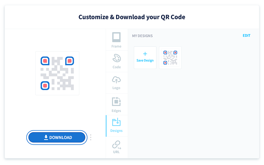 Sélectionnez le bouton Télécharger pour télécharger automatiquement votre fichier code QR au format PNG