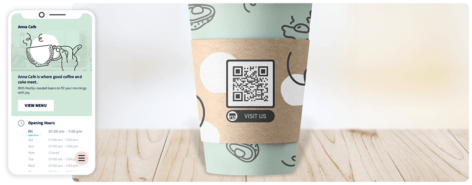 Idée de marketing par code QR sur une tasse avec un code QR Entreprise