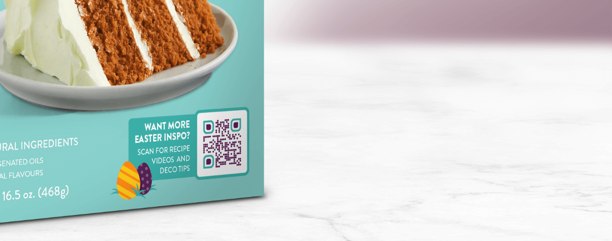 Code QR d’inspiration pascale sur un emballage. 
