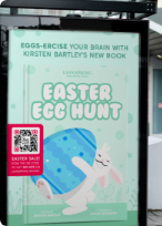 Code QR sur l’affiche d’une sortie de livre relié à une réduction.