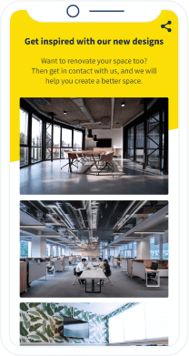 Page de destination d’un code QR vers un portfolio d’une entreprise sous forme de galerie d’images.