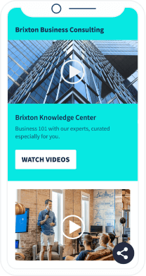 Page de destination d’un code QR listant toutes les vidéos sélectionnées par un cabinet de conseil.