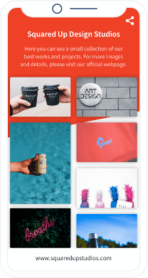 Page de destination d’un code QR vers le portfolio d’un studio de design