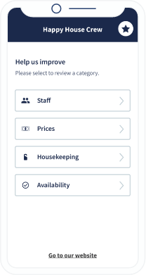 Page de destination d’un code QR où les clients peuvent donner leur avis sur une entreprise de maintenance et réparations à domicile.