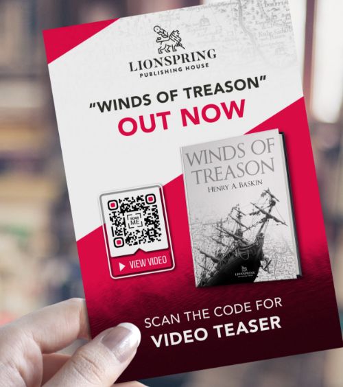Flyer promotionnel pour un nouveau livre avec code QR vers la bande-annonce.
