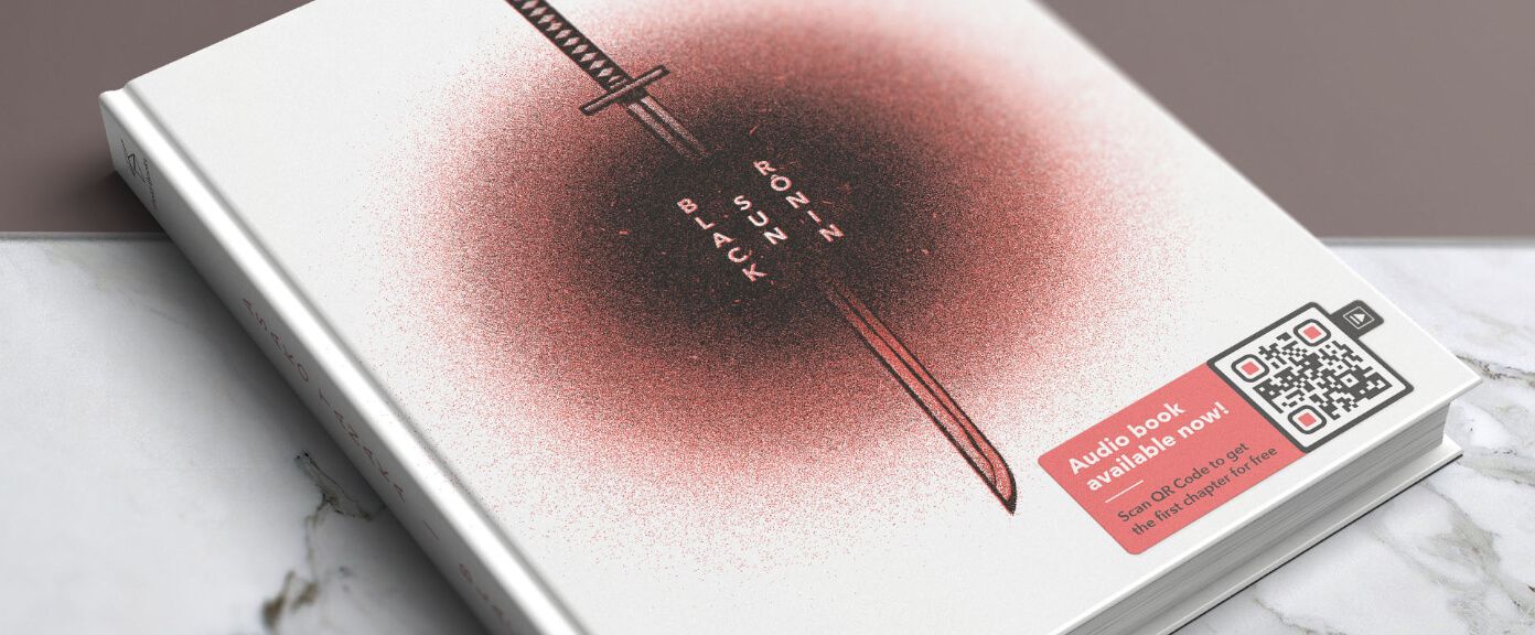Couverture d’un roman de science fiction avec code QR vers un extrait au format MP3.