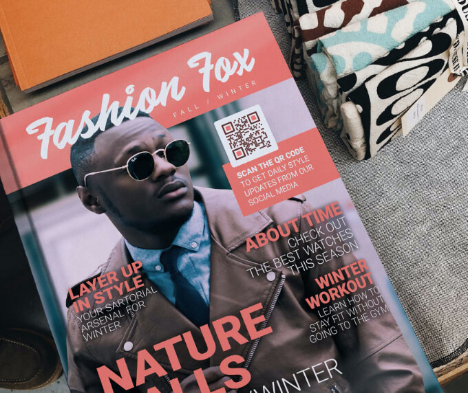 Idée de code QR sur un catalogue de mode.