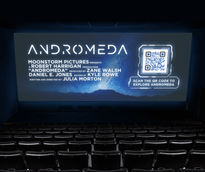 Idée de code QR intégré à la bande-annonce d’un film au cinéma