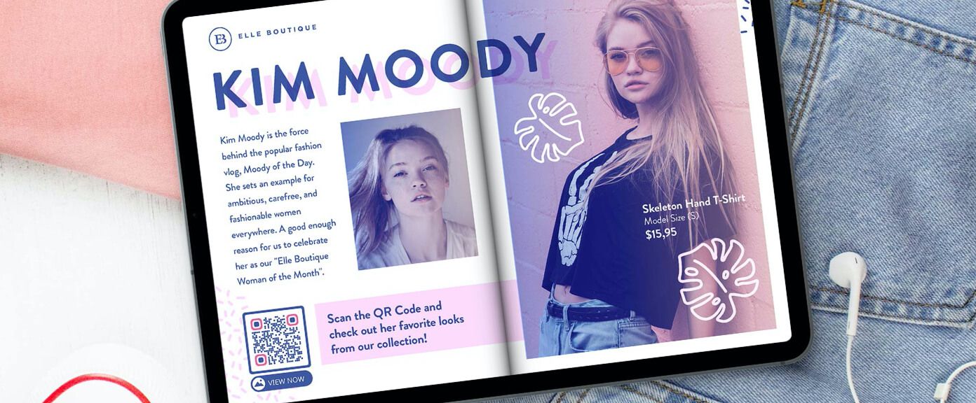 Idée de code QR sur un magazine électronique pour promouvoir un album d’inspiration.