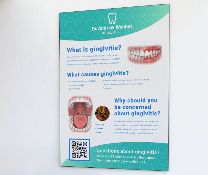 Code QR sur une infographie imprimée dans une clinique.