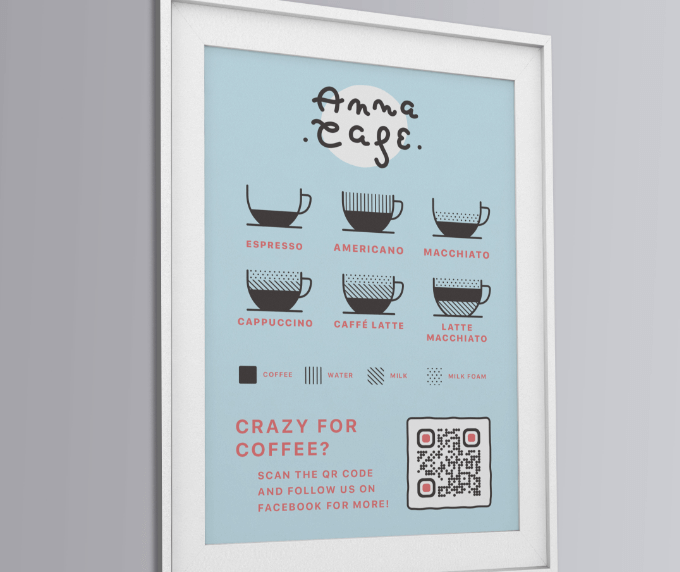 Idée de code QR sur une infographie dans un café.