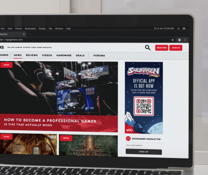 Idée de code QR sur une bannière Web pour encourager l’installation d’une appli de jeu
