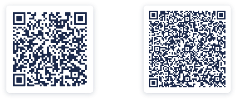 Le code QR à gauche contient moins d’informations que le code de droite