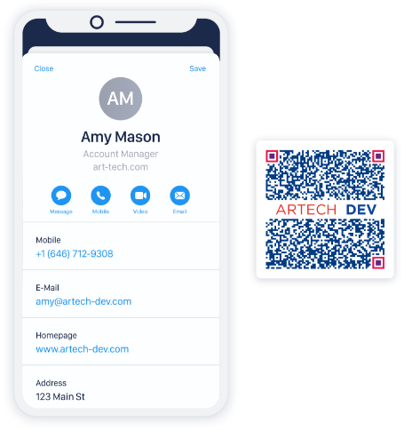 Exemple de carte de visite virtuelle d’un code QR vCard