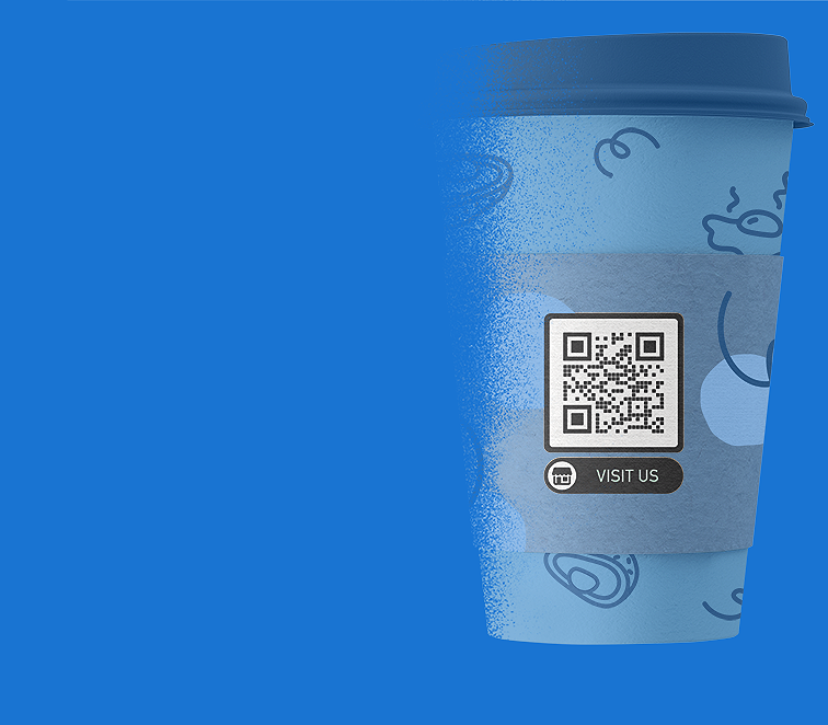 Code QR Entreprise sur un gobelet dans un café