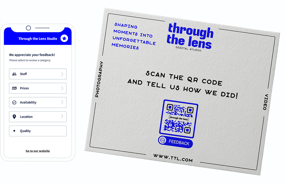 Idée de code QR sur un flyer avec page de destination vers un questionnaire de satisfaction détaillé