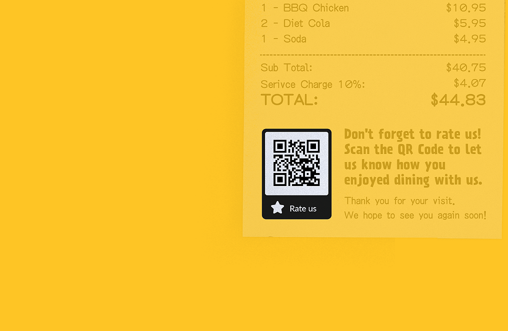 Idée de code QR Évaluation sur le ticket de caisse d’un restaurant